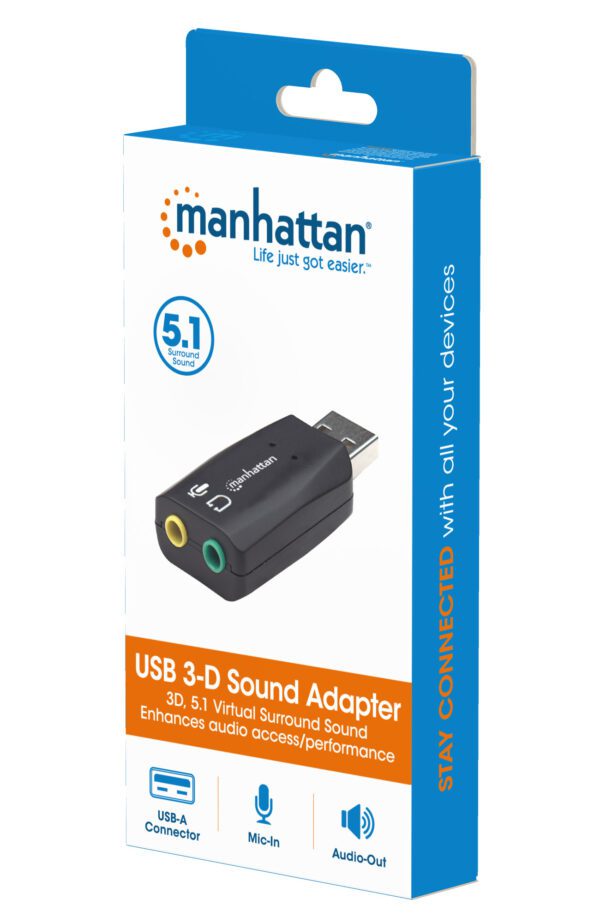 Hi-Speed USB 3-D Sound Adapter - Converts Standard Headset to USB