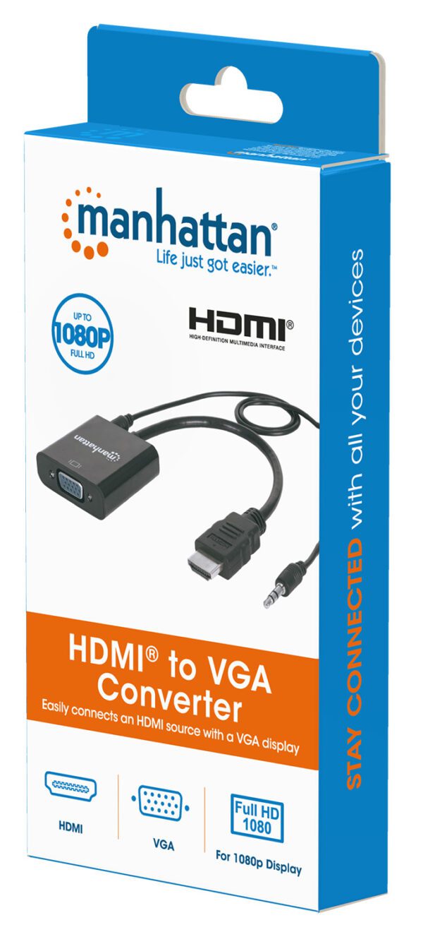 HDMI to VGA Converter with Audio- HDMI Male to VGA Female