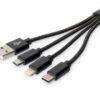 DIGITUS 3-in-1 Charger Cable, USB A - Lightning + Micro USB + Type-C