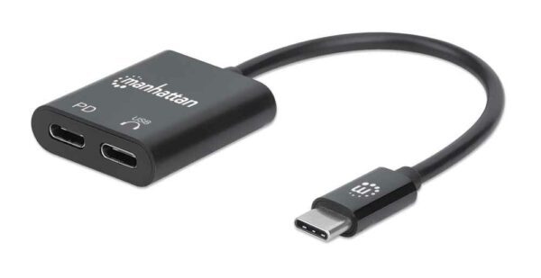 USB-C Male to USB-C Audio and USB-C Power Delivery Females, Black - Image 3