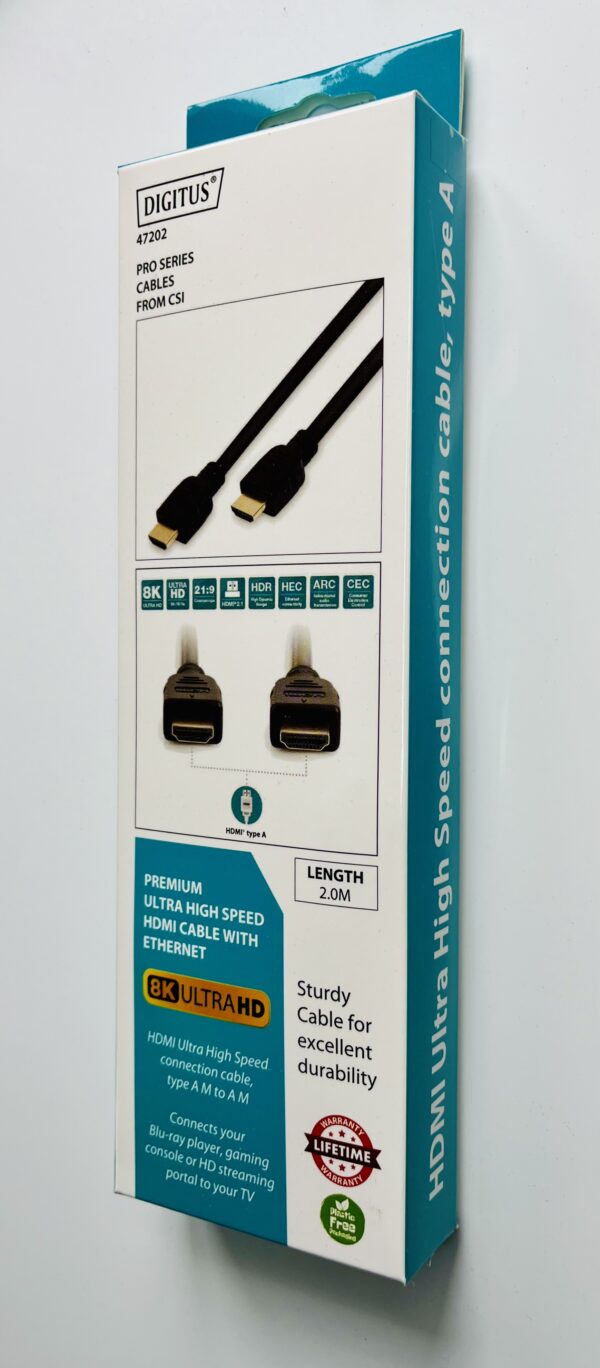 2m HDMI 8K 60Hz Ultra High Speed connection cable, type A M/M, w/Ethernet, UHD, gold, bl