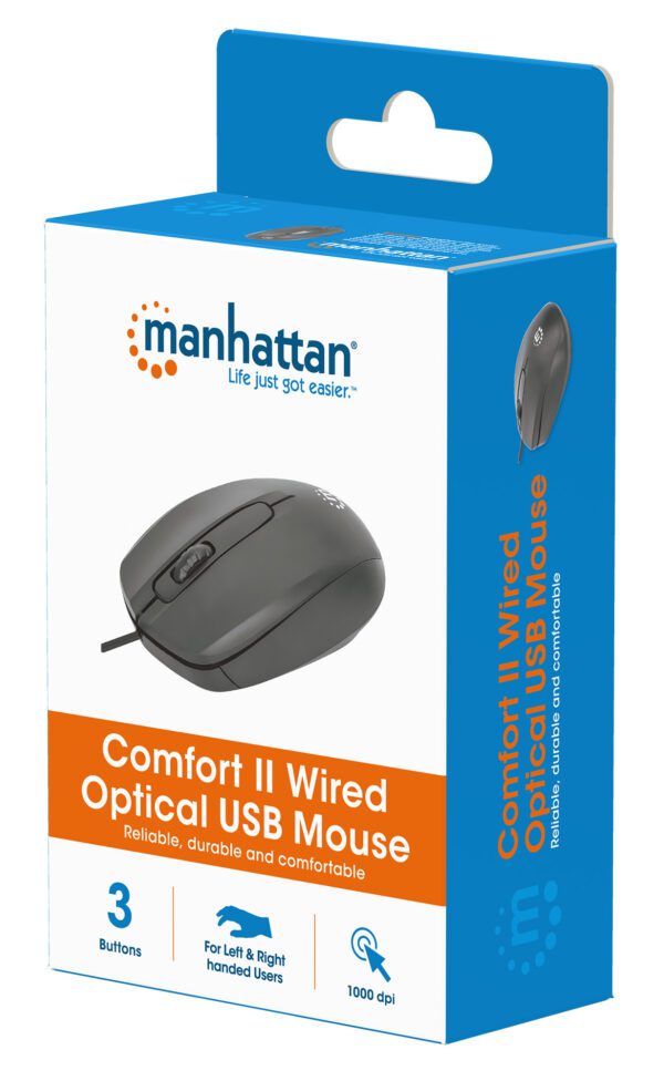 Manhattan Wired Optical Mouse Black