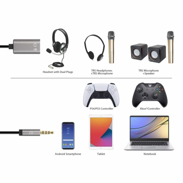 Headset Adapter Cable with Stereo Audio Aux Y-Splitter - Image 5