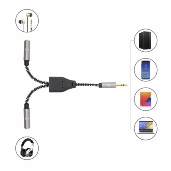 Stereo Audio Aux Headphone Y-Splitter Cable