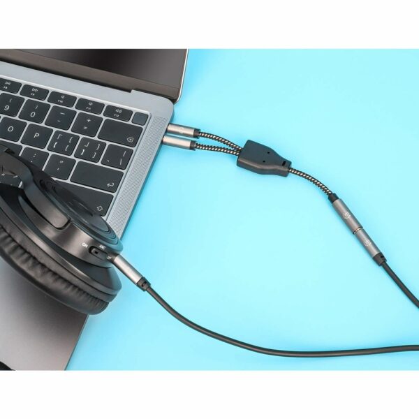 Headset Adapter Cable with Stereo Audio Aux Y-Splitter - Image 4