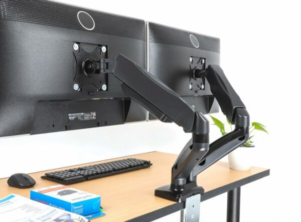Aluminum Gas Spring Dual Monitor Desk Mount - Image 4