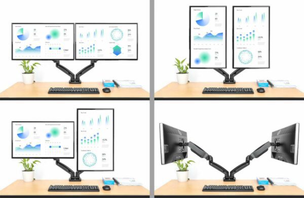 Aluminum Gas Spring Dual Monitor Desk Mount - Image 3