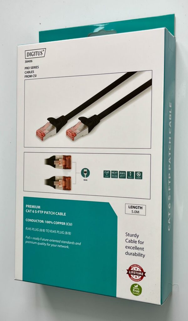 PATCH CORD,5M CAT6, RJ45 M/M, S-FTP, AWG 27/7, LSZH, BL