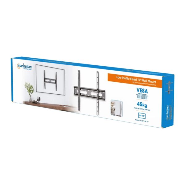 Low-Profile Fixed TV Wall Mount Holds One 32" to 55" TV up to 45 kg (100 lbs.), Ultra Slim Design, Black