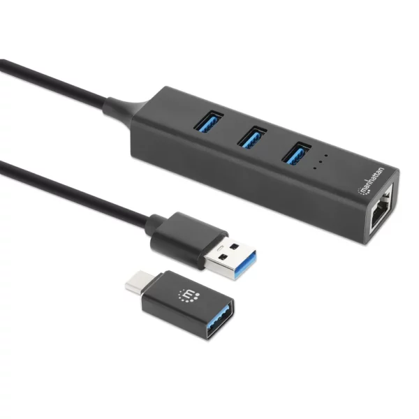 3-Port USB 3.0 Type-C/A Combo Hub with Gigabit Ethernet Network Adapter - Image 4