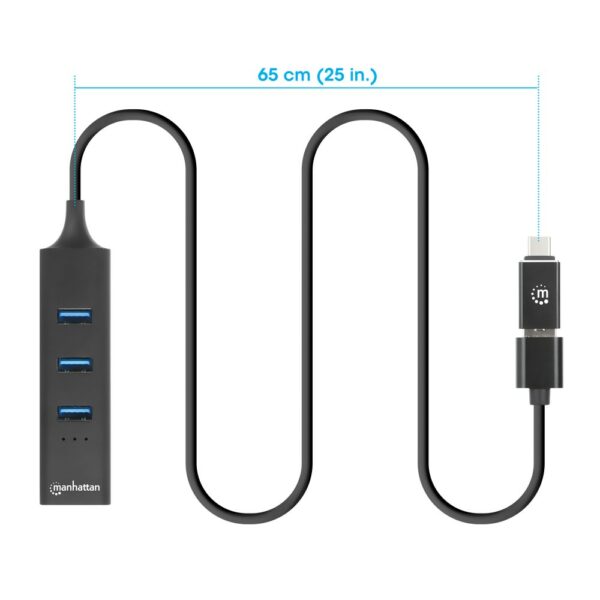 3-Port USB 3.0 Type-C/A Combo Hub with Gigabit Ethernet Network Adapter - Image 3