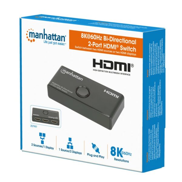 8K@60Hz Bi-Directional 2-Port HDMI Switch