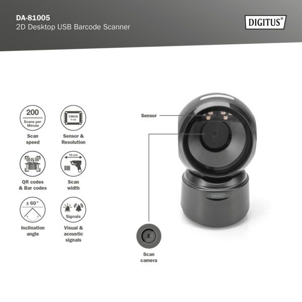 DIGITUS 1D & 2D Desktop USB Barcode Scanner - Image 8