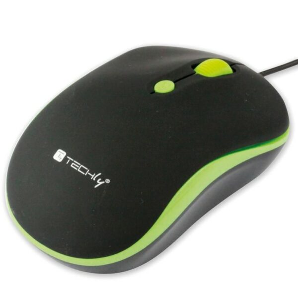 TECHLY USB WIRED OPTICAL MOUSE 800/1600 DPI BLACK/GREEN