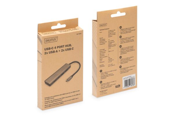 DIGITUS USB-C 4 Port HUB, 2x USB A + 2x USB-C - Image 2