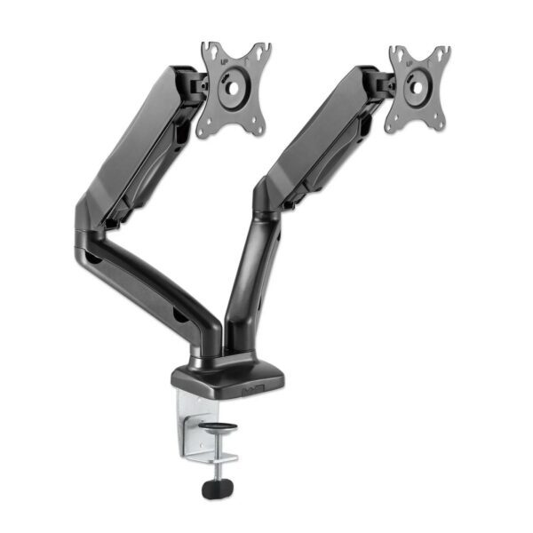 Manhattan Aluminum Gas Spring Dual Monitor Arm 17" - 32", Black