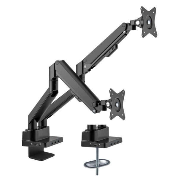 Aluminum Gas Spring Dual Monitor Desk Mount with 8-in-1 Docking Station - Image 8