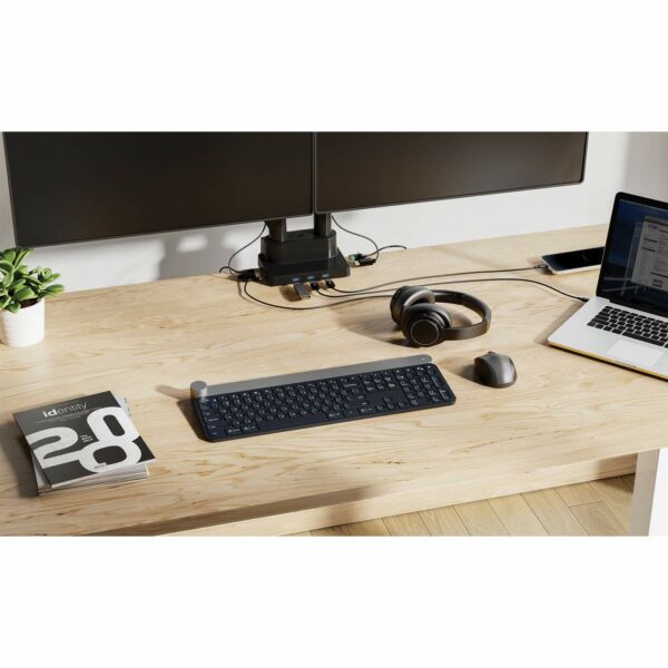Aluminum Gas Spring Dual Monitor Desk Mount with 8-in-1 Docking Station - Image 12