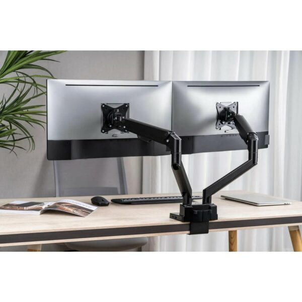Aluminum Gas Spring Dual Monitor Desk Mount with 8-in-1 Docking Station - Image 4