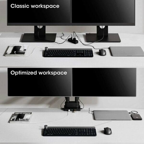 Aluminum Gas Spring Dual Monitor Desk Mount with 8-in-1 Docking Station - Image 7