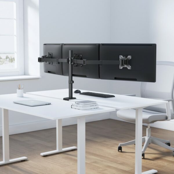 LCD Triple Monitor Mount with Center Mount and Double-Link Swing Arms - Image 3