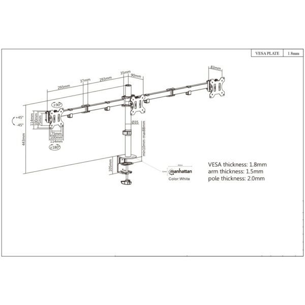LCD Triple Monitor Mount with Center Mount and Double-Link Swing Arms - Image 10