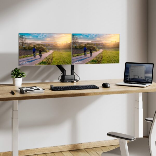 Dual Monitor Desk Mount with Integrated Docking Station up to 32" - Image 12