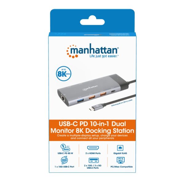 Docking station for laptop / MacBook® | Connection for 2 HDMI monitors, power delivery charging function as well as Ethernet and USB devices