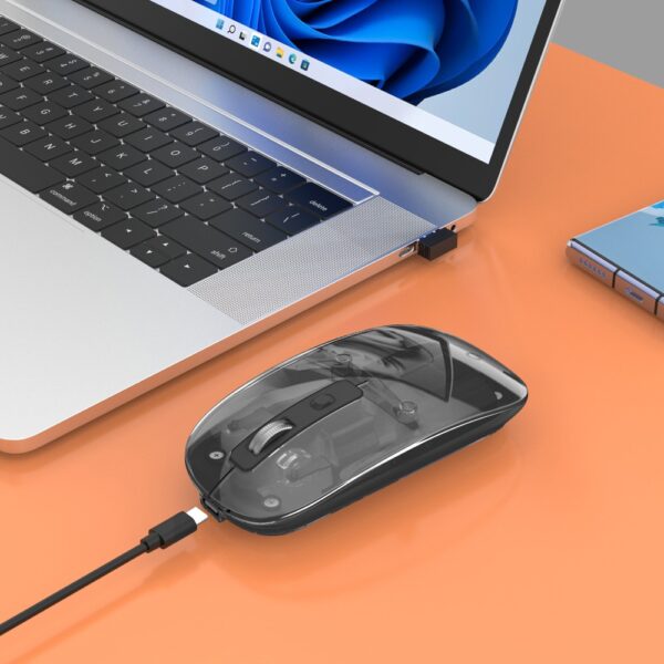 Transparent Rechargeable Wireless USB Mouse Clear / Black - Image 10