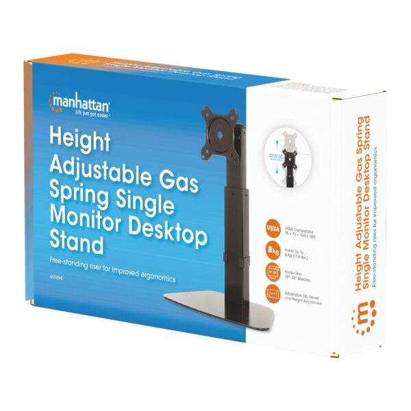 Height Adjustable Gas Spring Single Monitor Desktop Stand