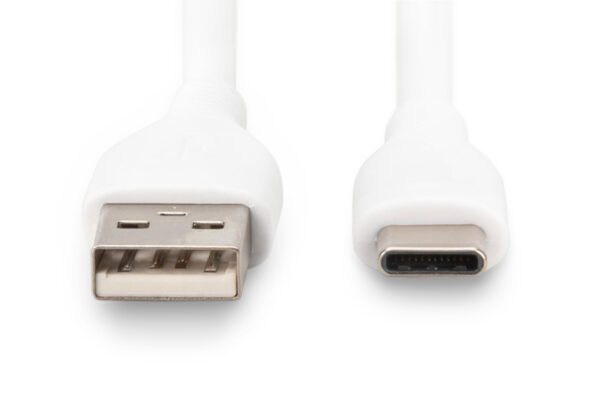 USB-C Silicone charging cable, USB-A - USB-C 1m, USB 2.0, 60W, white - Image 5
