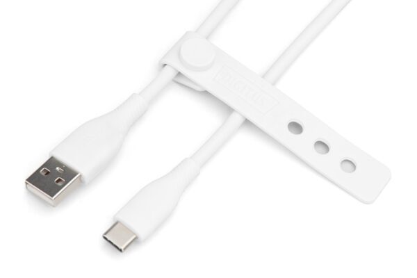 USB-C Silicone charging cable, USB-A - USB-C 1m, USB 2.0, 60W, white - Image 6