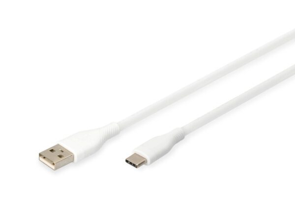 USB-C Silicone charging cable, USB-A - USB-C 1m, USB 2.0, 60W, white - Image 4