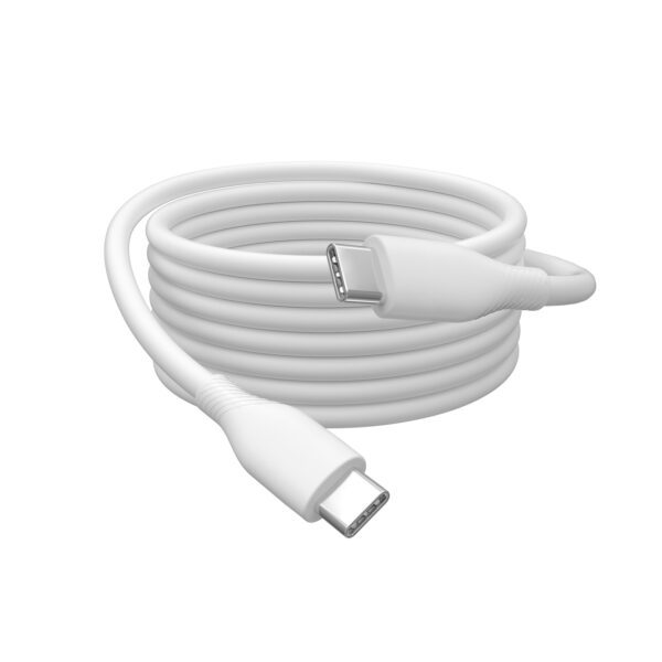 USB-C Silicone charging cable, USB-C - USB-C 1m, USB 2.0, 60W, white - Image 10